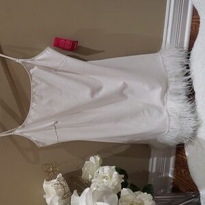 NWT $348 Commando Mini Cami white dress fake leather with feather size xl